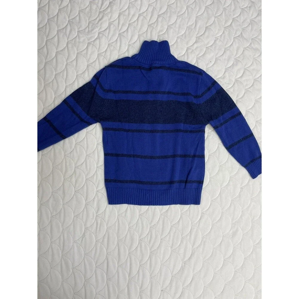 Nautica Boys Blue Striped Pullover Zip Neck Cotton Sweater - Size S 8 B19 - Picture 5 of 5